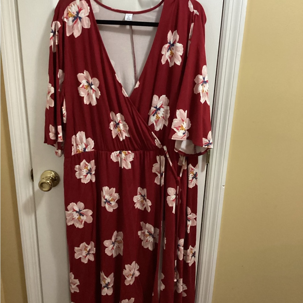 Old Navy Red Floral Maxi Dress